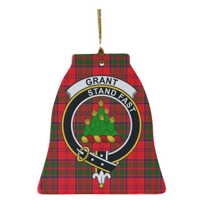 Scottish Grant Clan Crest Tartan Ceramic Ornament Bell Shape Tartan Plaid