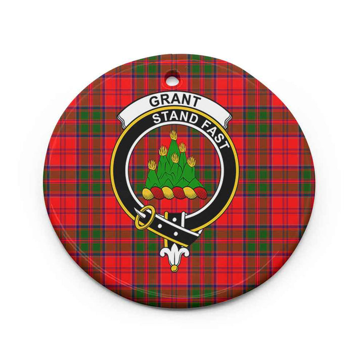 Scottish Grant Clan Crest Tartan Ceramic Ornament Circle Shape Tartan Plaid