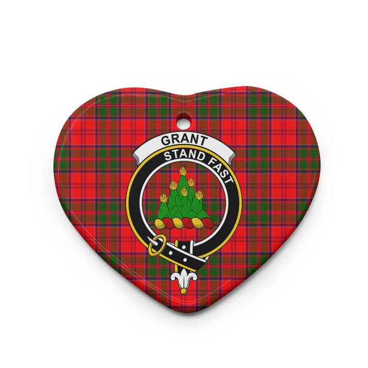 Scottish Grant Clan Crest Tartan Ceramic Ornament Heart Shape Tartan Plaid