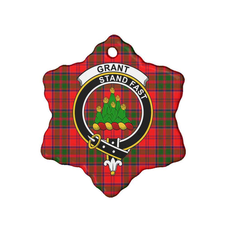 Scottish Grant Clan Crest Tartan Ceramic Ornament Snow Flake Shape Tartan Plaid