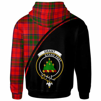 Scottish Grant Clan Crest Tartan Curve Hoodie Back Side Tartan Plaid