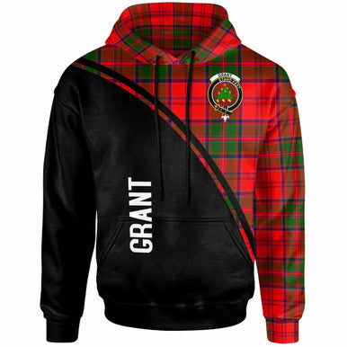 Scottish Grant Clan Crest Tartan Curve Hoodie Front Side Tartan Plaid