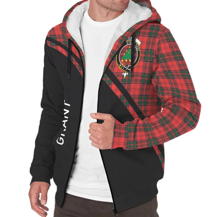 Scottish Grant Clan Crest Tartan Curve Sherpa Hoodie