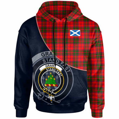 Scottish Grant Clan Crest Tartan Hoodie - Bend Style Front Side Tartan Plaid