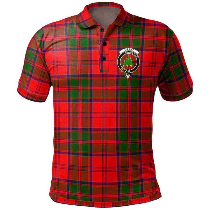Scottish Grant Clan Crest Tartan Polo Shirt Front Side Tartan Plaid