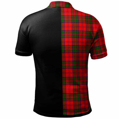Scottish Grant Clan Crest Tartan Polo Shirt - Half in Me Back Side Tartan Plaid