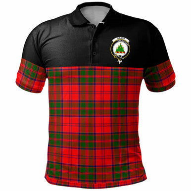 Scottish Grant Clan Crest Tartan Polo Shirt - Horizontal Style Front Side Tartan Plaid