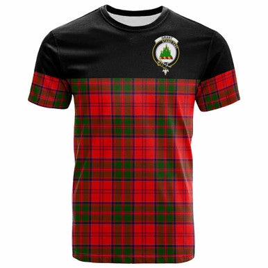 Scottish Grant Clan Crest Tartan T-Shirt - Horizontal Style Front Side Tartan Plaid
