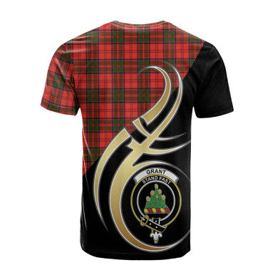 Scottish Grant Modern Clan Crest Tartan T-Shirt Believe in Me Back Side Tartan Plaid