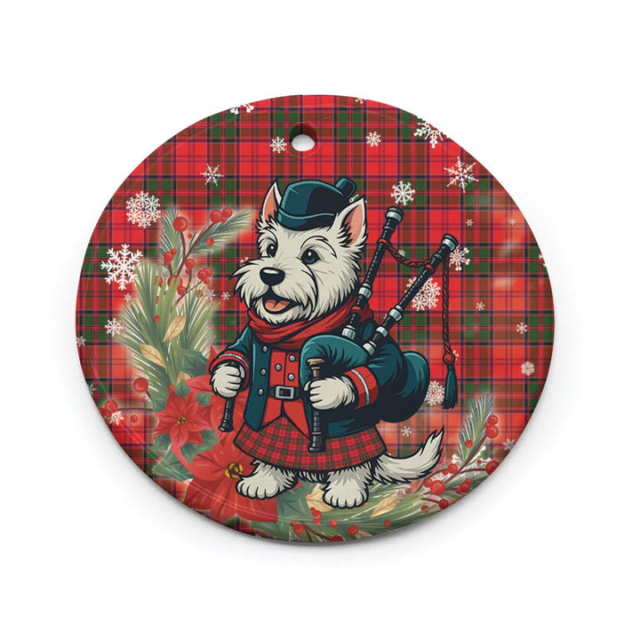Scottish Grant Modern Clan Tartan Ceramic Ornament Cute Scottish Terrier Dog Circle Style Tartan Plaid