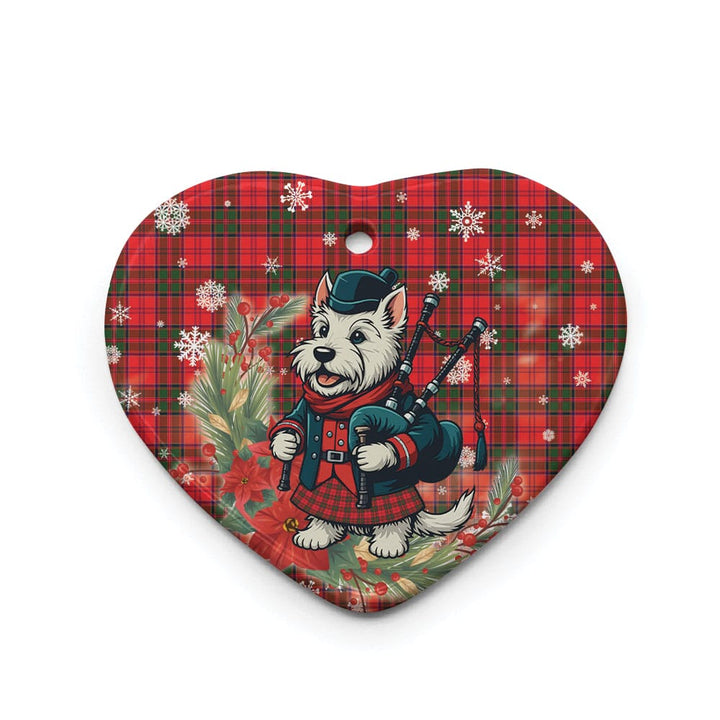 Scottish Grant Modern Clan Tartan Ceramic Ornament Cute Scottish Terrier Dog Heart Style Tartan Plaid