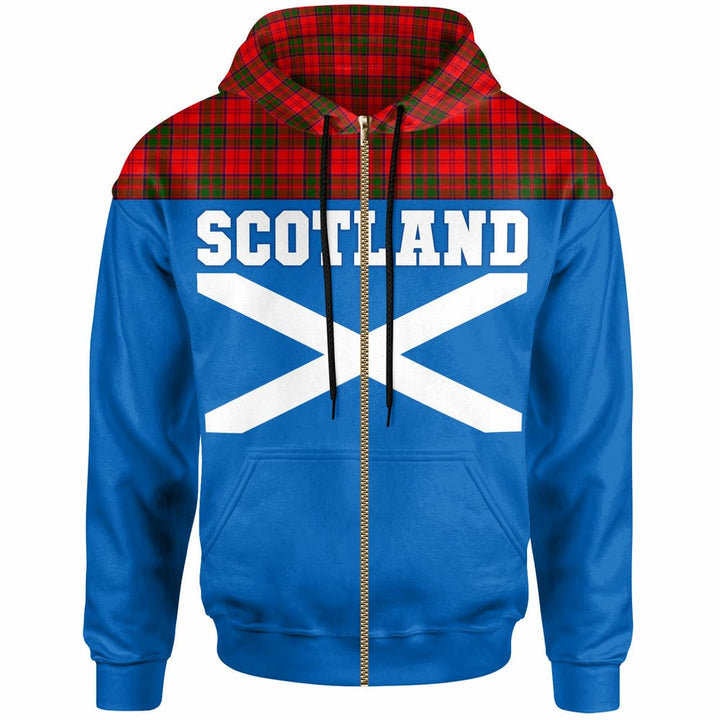 Scottish Grant Modern Clan Tartan Hoodie - Lion Rampant of Scotland With Flag Zip-up Tartan Plaid