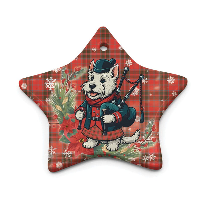 Scottish Grant Weathered Clan Tartan Ceramic Ornament Cute Scottish Terrier Dog Star Style Tartan Plaid