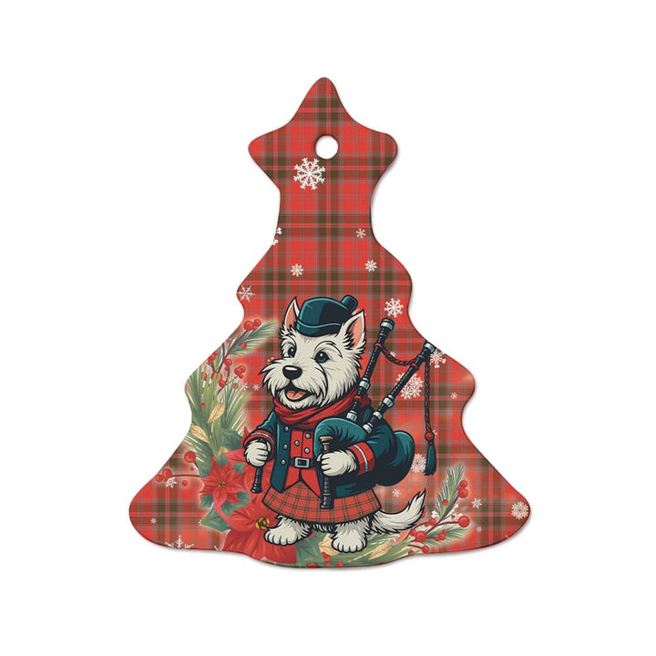 Scottish Grant Weathered Clan Tartan Ceramic Ornament Cute Scottish Terrier Dog Tree Style Tartan Plaid