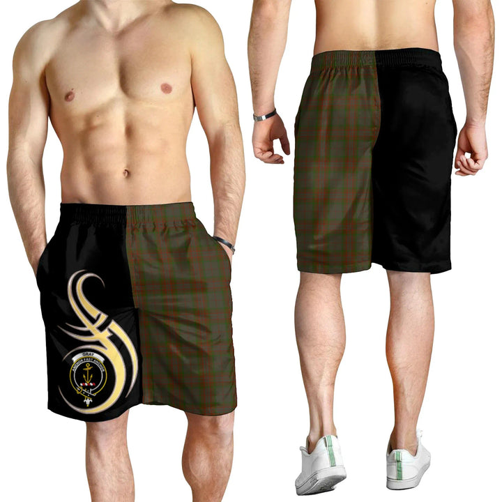 Scottish Gray Clan Crest Tartan Believe in Me Men's Shorts