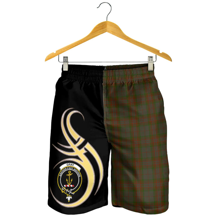 Scottish Gray Clan Crest Tartan Believe in Me Men's Shorts