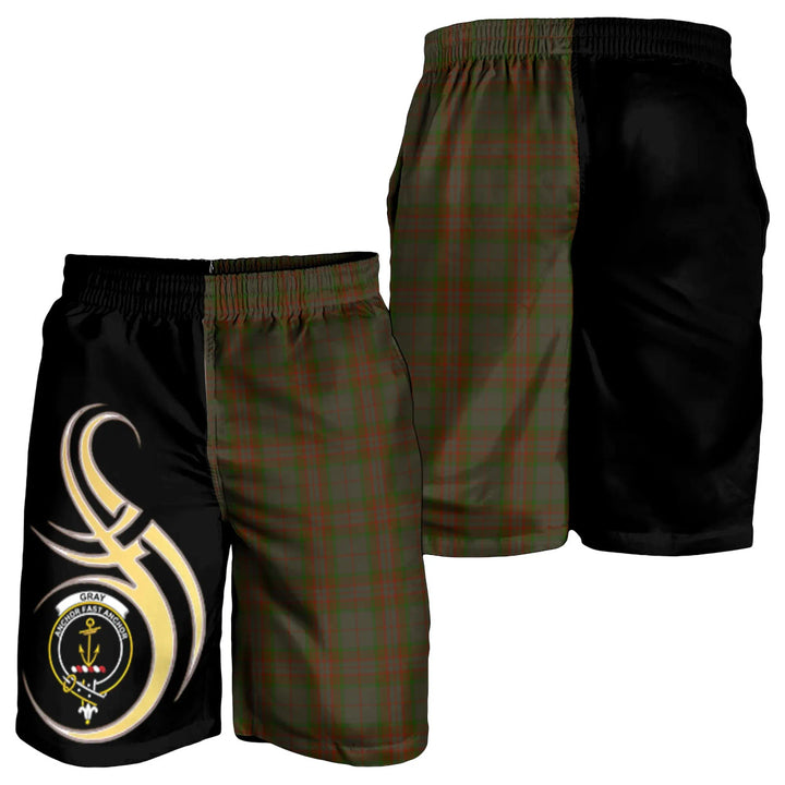 Scottish Gray Clan Crest Tartan Believe in Me Men's Shorts