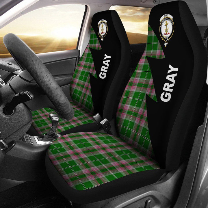 Scottish Gray Clan Crest Tartan Car Seat Covers - Flash Style 1
