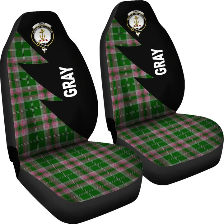 Scottish Gray Clan Crest Tartan Car Seat Covers - Flash Style 4