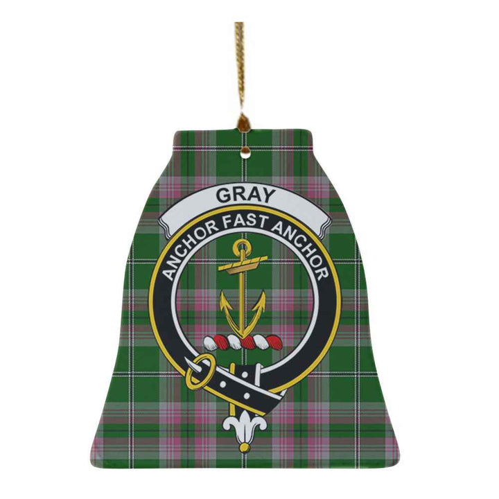 Scottish Gray Clan Crest Tartan Ceramic Ornament Bell Shape Tartan Plaid