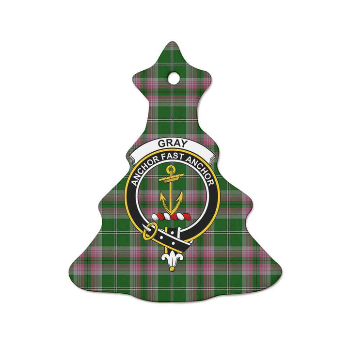 Scottish Gray Clan Crest Tartan Ceramic Ornament Tree Shape Tartan Plaid