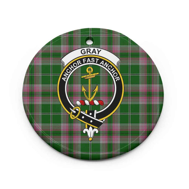 Scottish Gray Clan Crest Tartan Ceramic Ornament Circle Shape Tartan Plaid