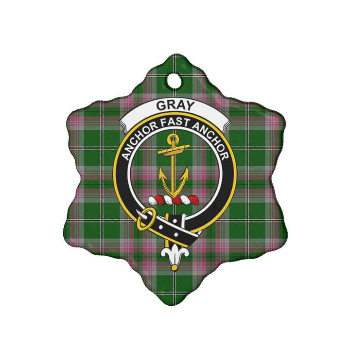 Scottish Gray Clan Crest Tartan Ceramic Ornament Snow Flake Shape Tartan Plaid