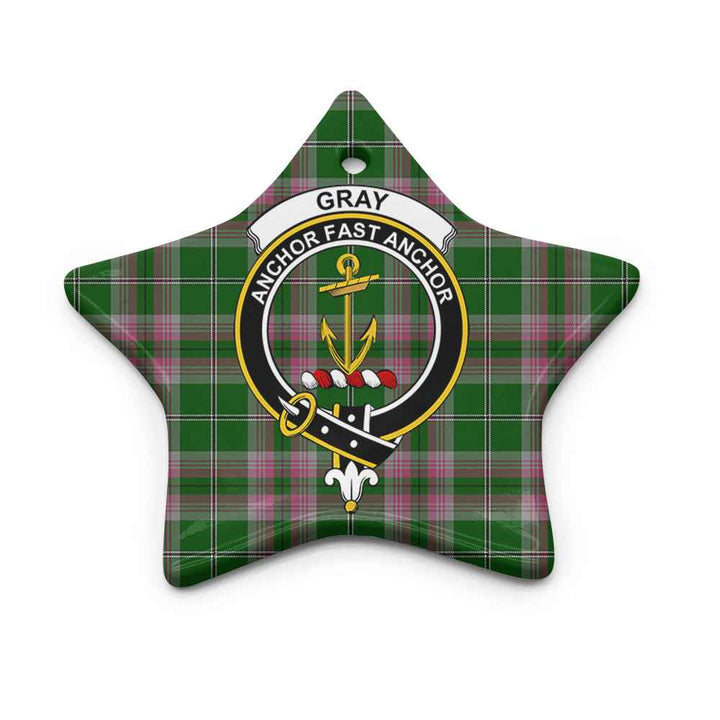 Scottish Gray Clan Crest Tartan Ceramic Ornament Star Shape Tartan Plaid