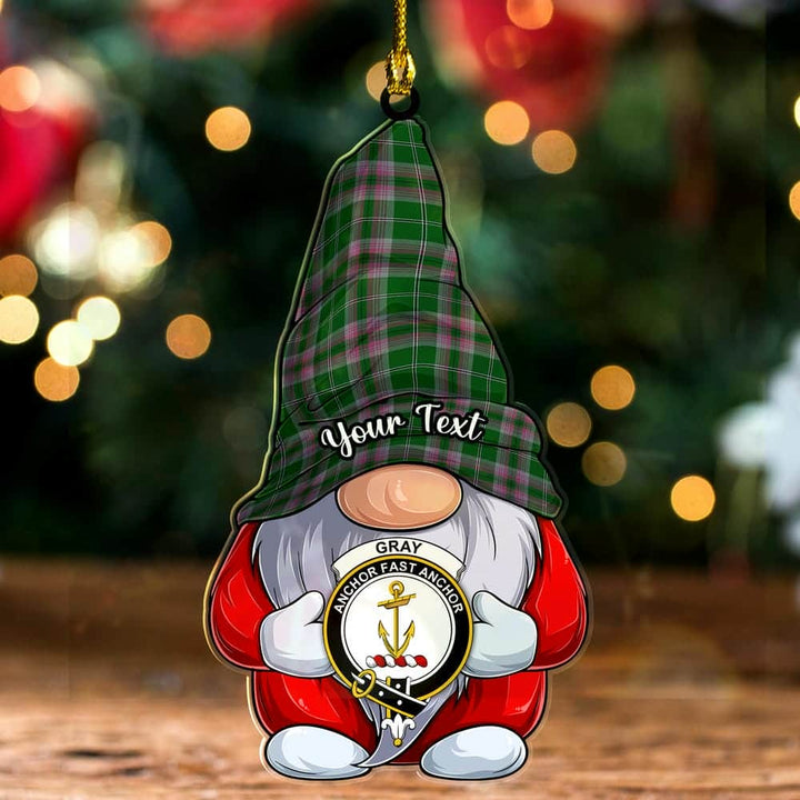 Scottish Gray Clan Crest Tartan Christmas Gnome Ornament Custom Personalized Tartan Plaid 2