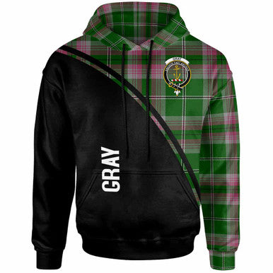 Scottish Gray Clan Crest Tartan Curve Hoodie Front Side Tartan Plaid