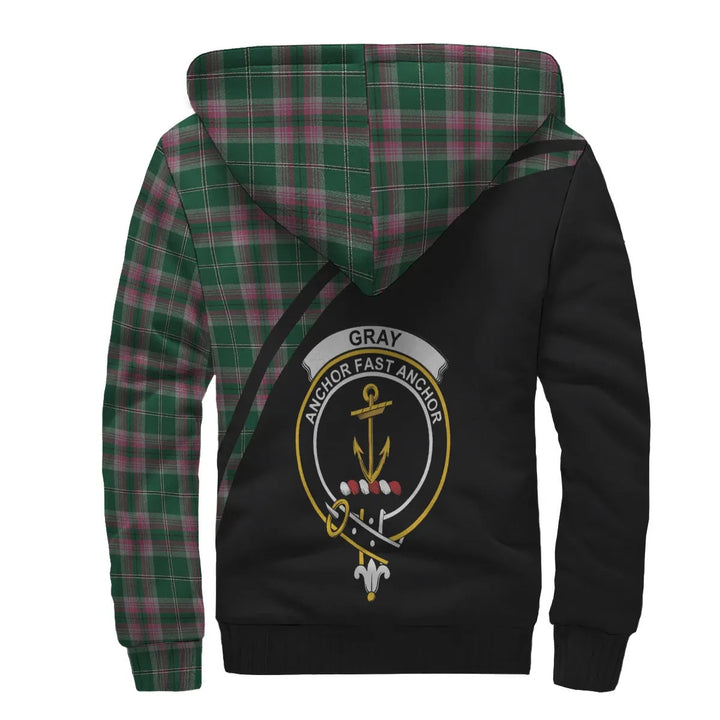 Scottish Gray Clan Crest Tartan Curve Sherpa Hoodie