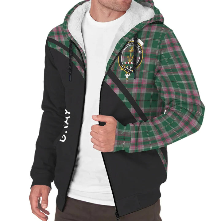 Scottish Gray Clan Crest Tartan Curve Sherpa Hoodie
