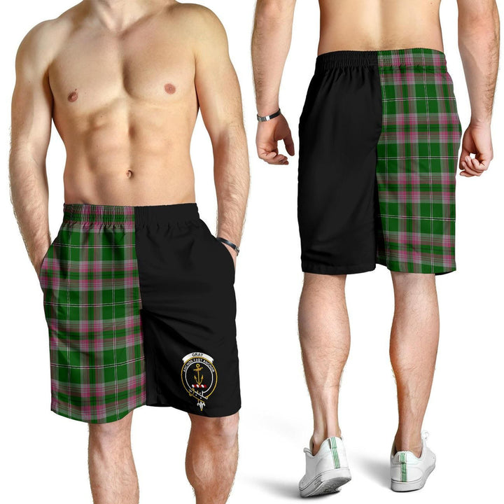 Scottish Gray Clan Crest Tartan Half of Me Men's Shorts
