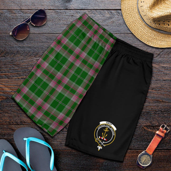 Scottish Gray Clan Crest Tartan Half of Me Men's Shorts