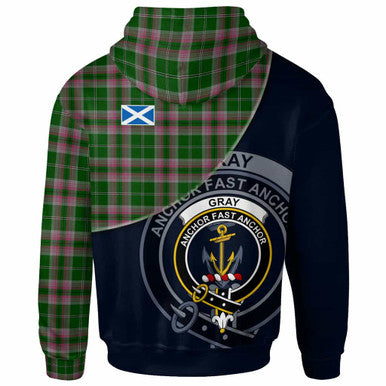 Scottish Gray Clan Crest Tartan Hoodie - Bend Style Back Side Tartan Plaid