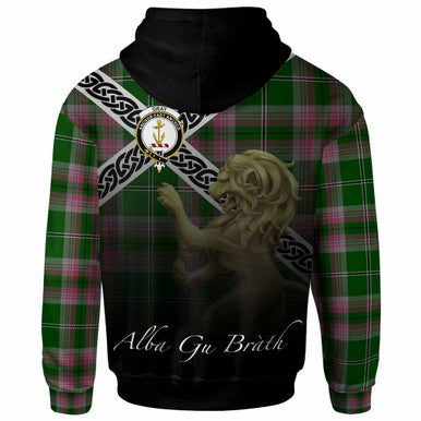 Scottish Gray Clan Crest Tartan Hoodie - Scotland Lion Back Side Tartan Plaid