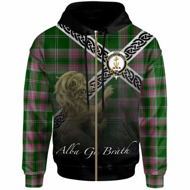 Scottish Gray Clan Crest Tartan Hoodie - Scotland Lion Zip-up Tartan Plaid