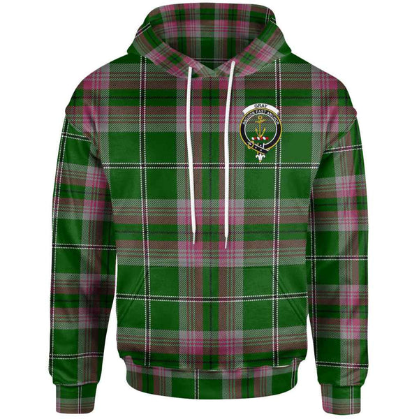 Scottish Gray Clan Crest Tartan Hoodie Front Side Tartan Plaid