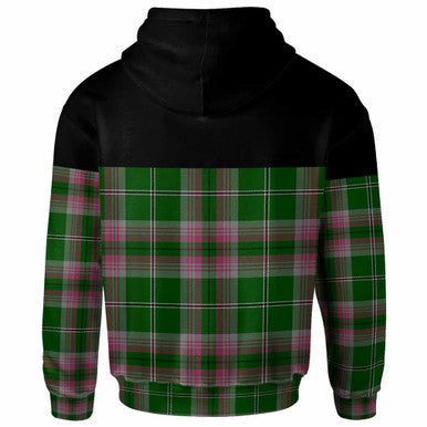 Scottish Gray Clan Crest Tartan Hoodie - Horizontal Style Back Side Tartan Plaid