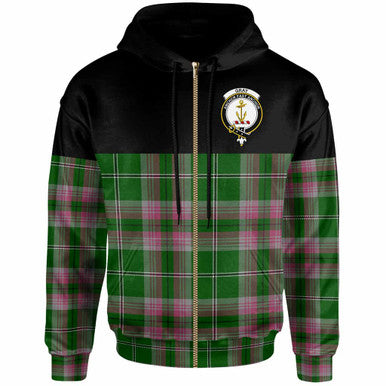 Scottish Gray Clan Crest Tartan Hoodie - Horizontal Style Zip-up Tartan Plaid