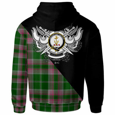 Scottish Gray Clan Crest Tartan Hoodie - Military Logo Back Side Tartan Plaid
