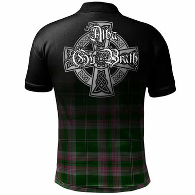 Scottish Gray Clan Crest Tartan Polo Shirt - Alba Gu Brath Family Crest Celtic Inspired Back Side Tartan Plaid