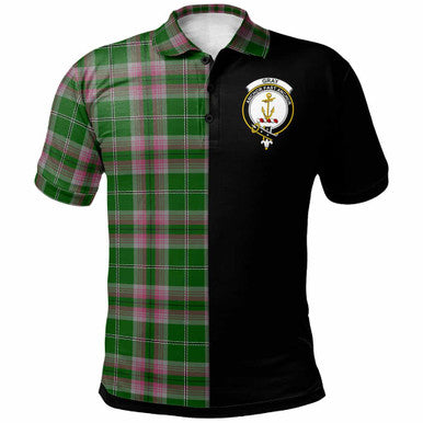 Scottish Gray Clan Crest Tartan Polo Shirt - Half in Me Front Side Tartan Plaid