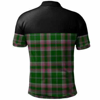 Scottish Gray Clan Crest Tartan Polo Shirt - Horizontal Style Back Side Tartan Plaid