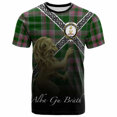 Scottish Gray Clan Crest Tartan T-Shirt - Celtic With Scotland Lion Front Side Tartan Plaid