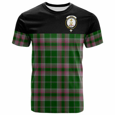 Scottish Gray Clan Crest Tartan T-Shirt - Horizontal Style Front Side Tartan Plaid