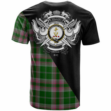 Scottish Gray Clan Crest Tartan T-Shirt - Military Logo Back Side Tartan Plaid