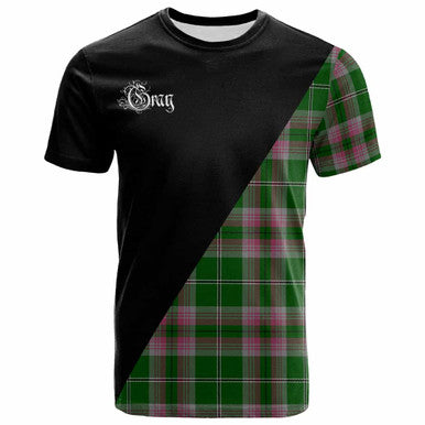 Scottish Gray Clan Crest Tartan T-Shirt - Military Logo Front Side Tartan Plaid