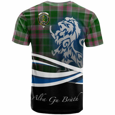 Scottish Gray Clan Crest Tartan T-Shirt - Scotland Lion Back Side Tartan Plaid