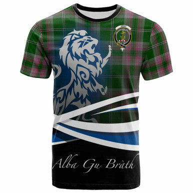 Scottish Gray Clan Crest Tartan T-Shirt - Scotland Lion Front Side Tartan Plaid